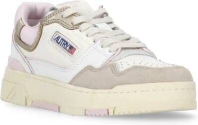 Autry Ivoor Leren Sneakers met Roze Details Beige Dames