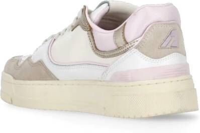 Autry Ivoor Leren Sneakers met Roze Details Beige Dames