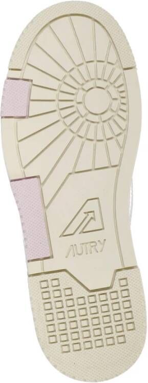 Autry Ivoor Leren Sneakers met Roze Details Beige Dames