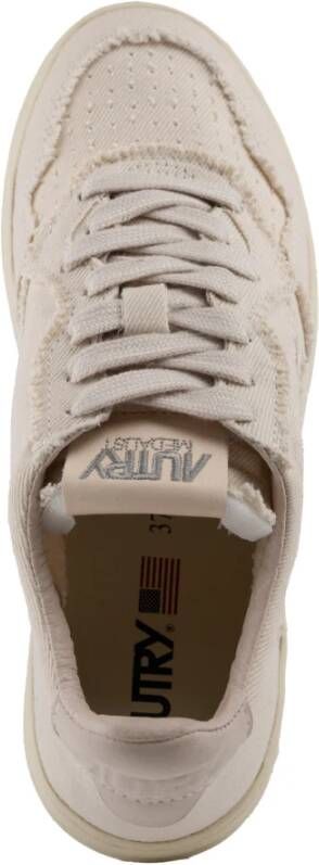 Autry Ivory Denim Low Medalist Sneakers Beige Dames