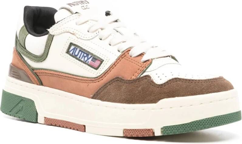 Autry Kleur-Blok Leren Sneaker met Suède Details Brown Dames