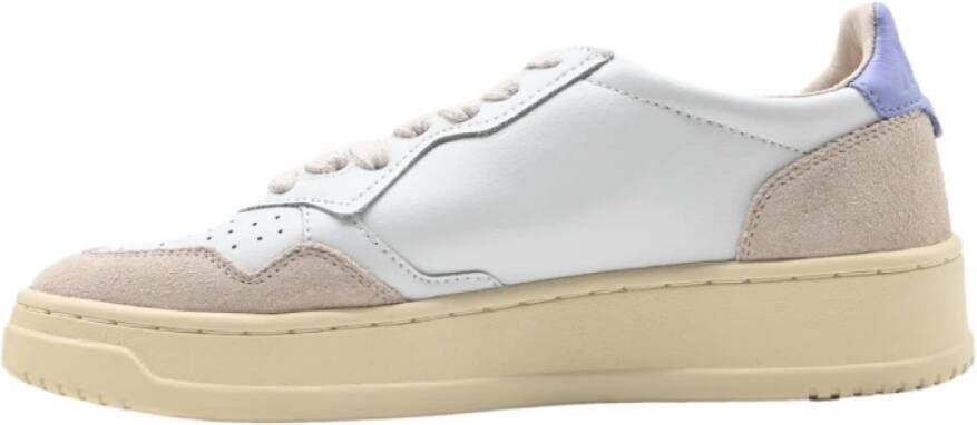 Autry Lage Dames Leren Sneakers Wit Lavendel White Dames