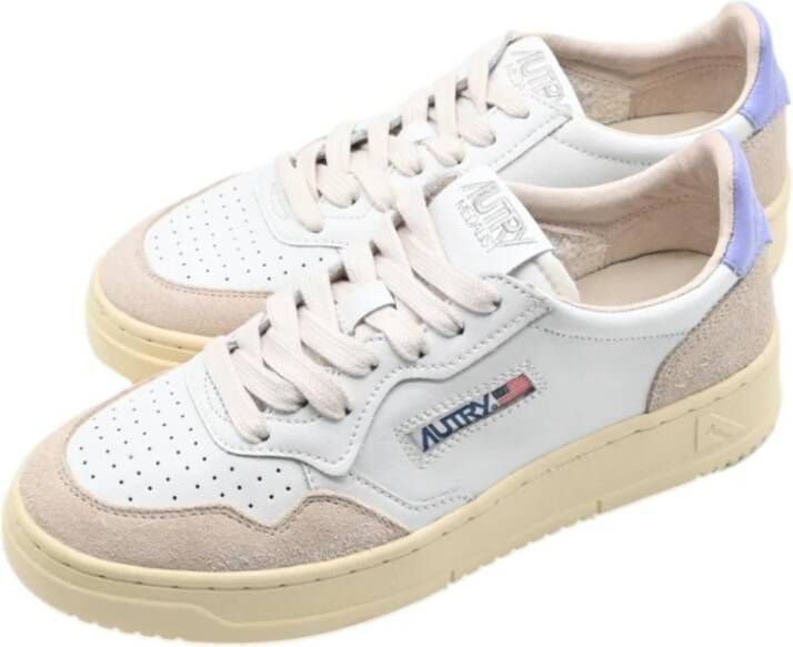 Autry Lage Dames Leren Sneakers Wit Lavendel White Dames