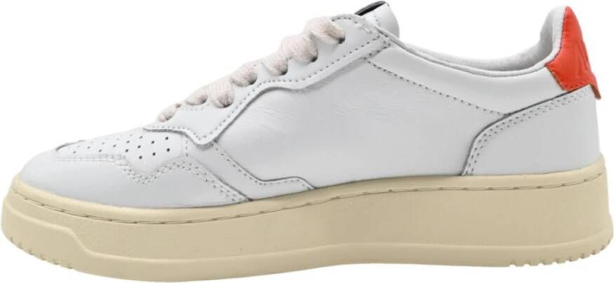 Autry Lage Dames Leren Sneakers Wit Oranje White Dames