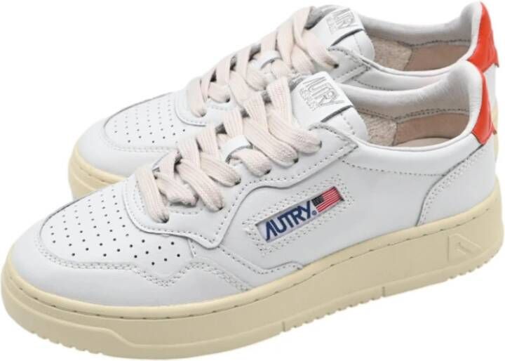 Autry Lage Dames Leren Sneakers Wit Oranje White Dames