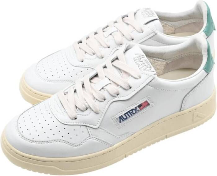 Autry Lage Dames Leren Sneakers Wit Groen Multicolor Dames