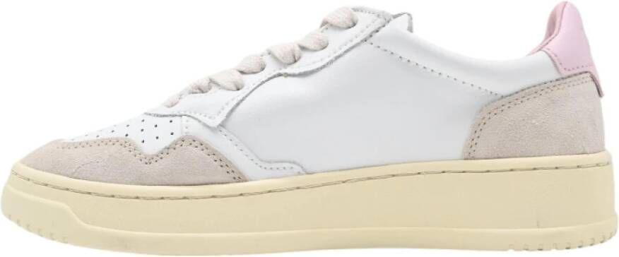 Autry Lage Dames Leren Sneakers Wit Roze Multicolor Dames