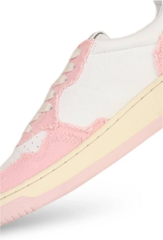 Autry Lage leren canvas schoenen in wit Pink Dames