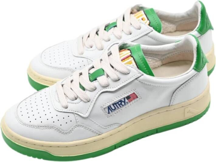 Autry Lage Leren Logo Groene Tonic Sneakers White Dames