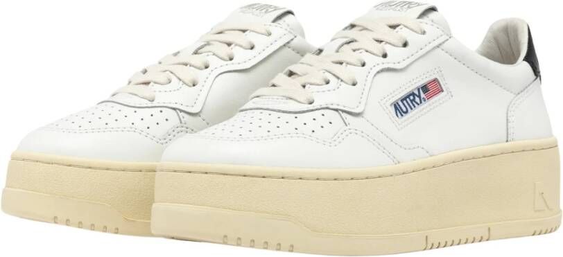 Autry Lage Leren Platform Schoenen White Dames