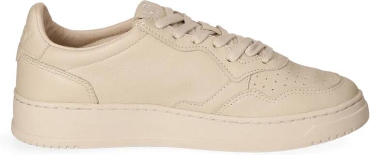 Autry Lage Leren Sneaker met Gestikte Meerlagige Inzetstukken Beige Heren