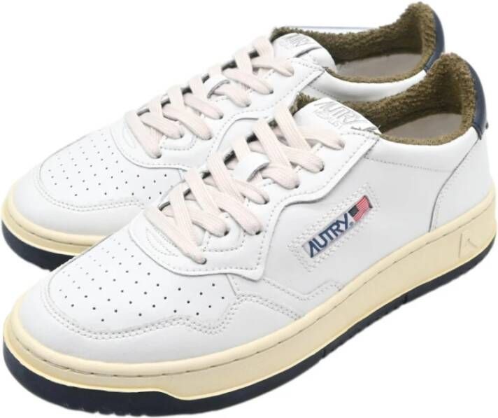 Autry Lage leren sneakers in Space Militaire stijl White Heren