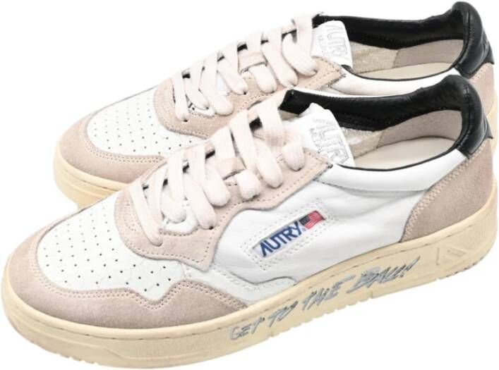 Autry Lage Leren Sneakers Wit Zilver White Dames