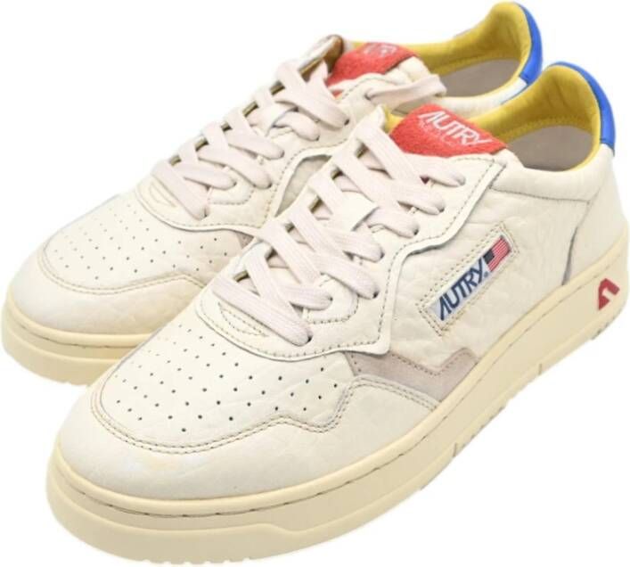 Autry Lage Leren Sneakers Wit Blauw White Heren