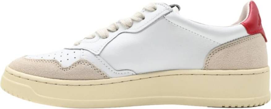 Autry Lage Leren Sneakers Wit Rood White Dames