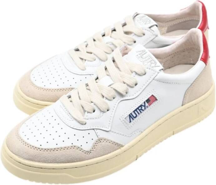 Autry Lage Leren Sneakers Wit Rood White Dames