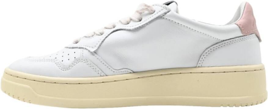 Autry Lage Leren Sneakers Wit Roze White Dames