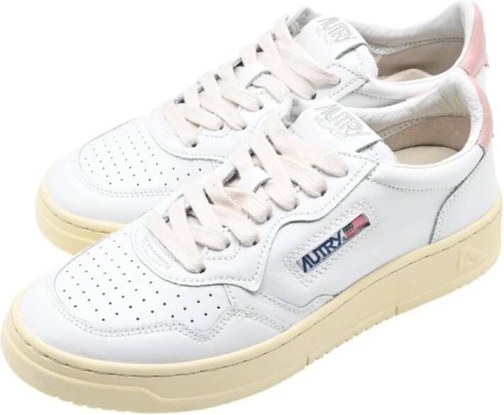 Autry Lage Leren Sneakers Wit Roze White Dames