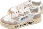 Autry Lage Leren Tekenen Sneakers Wit Zwart White Dames - Thumbnail 3