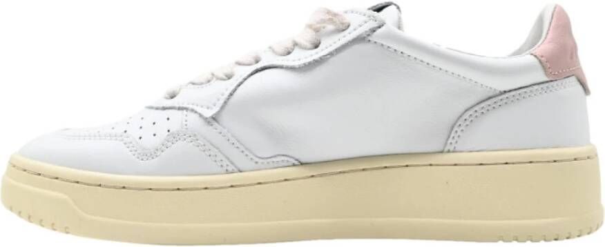 Autry Lage Leren Wit Roze Sneakers White Dames