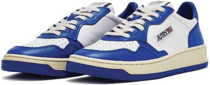 Autry Lage Leren Witte Sneakers Blue Heren