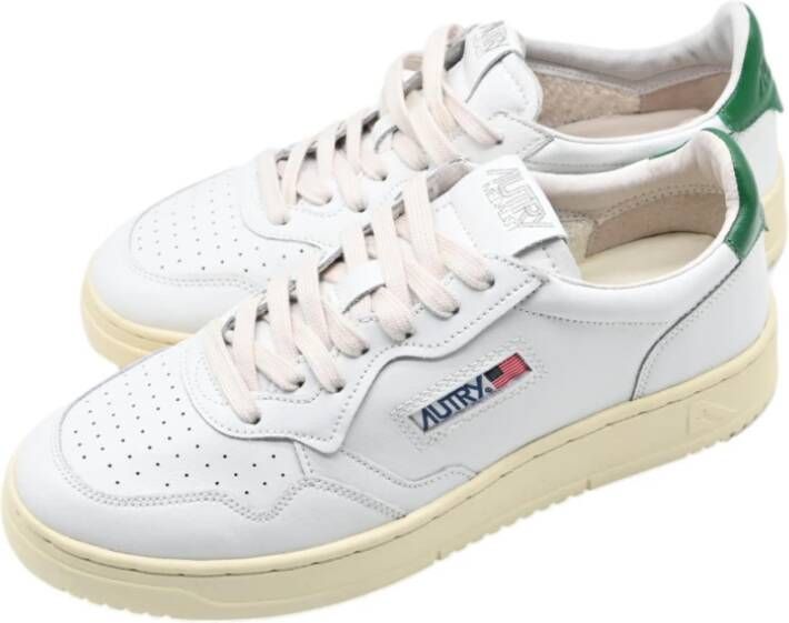 Autry Lage Man Leren Sneakers Wit Groen White Heren