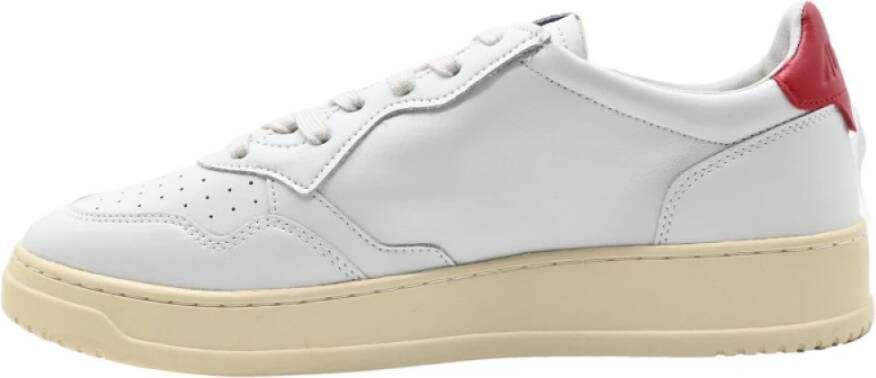 Autry Lage Man Leren Sneakers Wit Rood White Heren