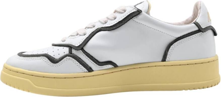 Autry Lage Man Leren Sneakers Wit Zwart White Heren