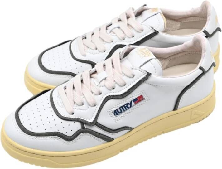 Autry Lage Man Leren Sneakers Wit Zwart White Heren