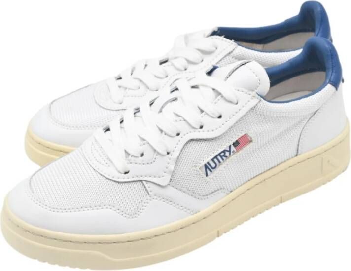 Autry Lage Man Leren Sneakers Wit Blauw White Dames