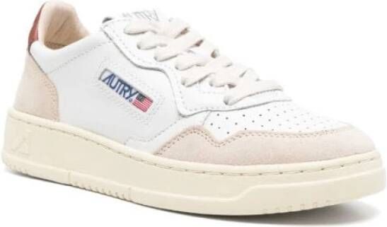 Autry Lage Medalist Sneaker in Beige Bruin White Dames