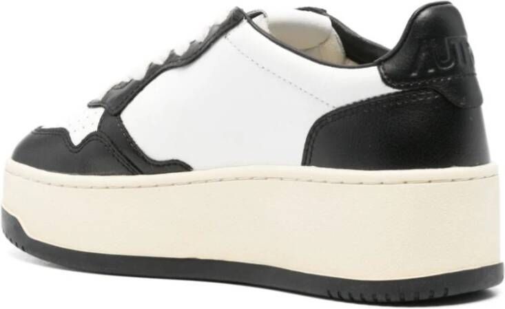 Autry Lage Platform Sneakers Wit Zwart White Dames