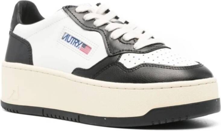 Autry Lage Platform Sneakers Wit Zwart White Dames