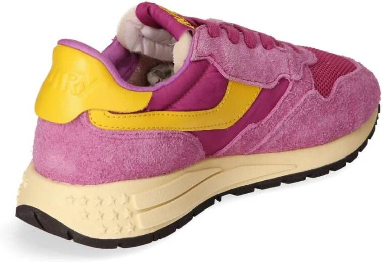 Autry Lage Sneaker van Leer Nylon Suède Pink Heren