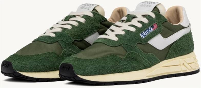 Autry Lage Sneakers in Militaire Stijl van Nylon en Suède Green Heren