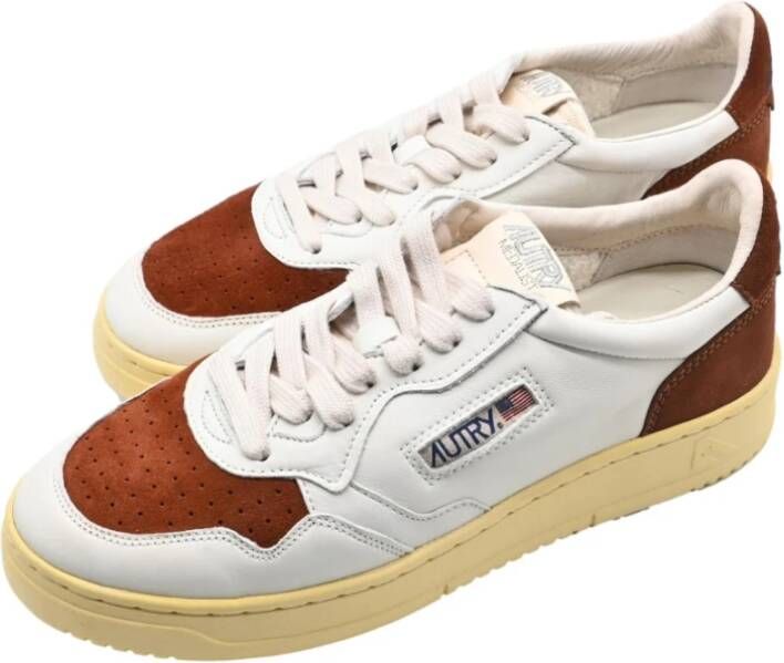 Autry Lage Suède Leren Sneakers Wit Bruin Multicolor Heren