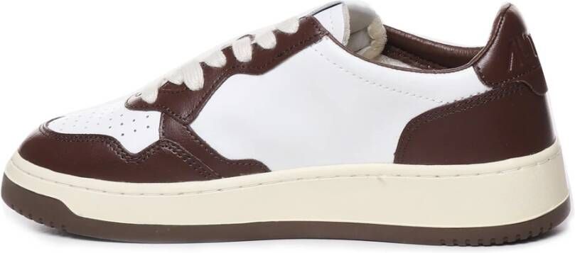 Autry Leren Color Block Sneakers Wit Bruin Brown Heren