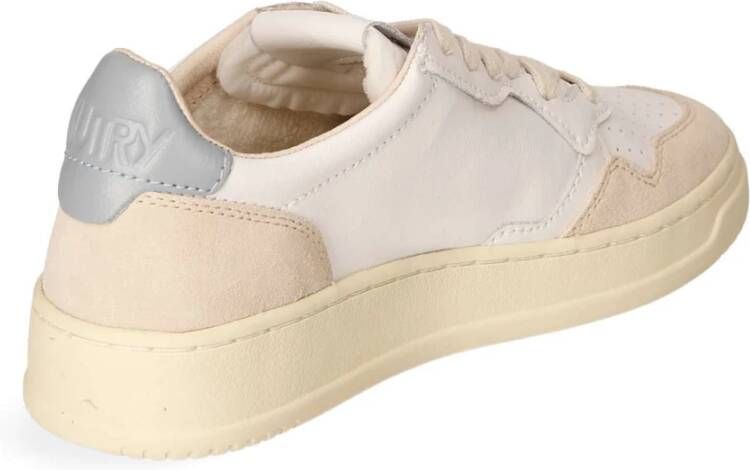 Autry Leren lage sneaker met blauwe details White Heren