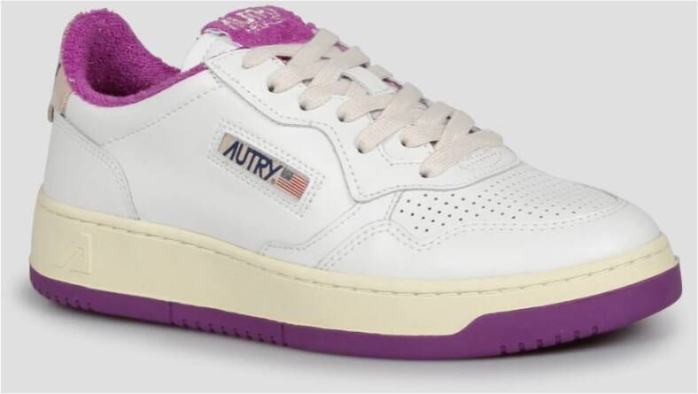 Autry Leren Lage Sneakers met Suède Details White Dames