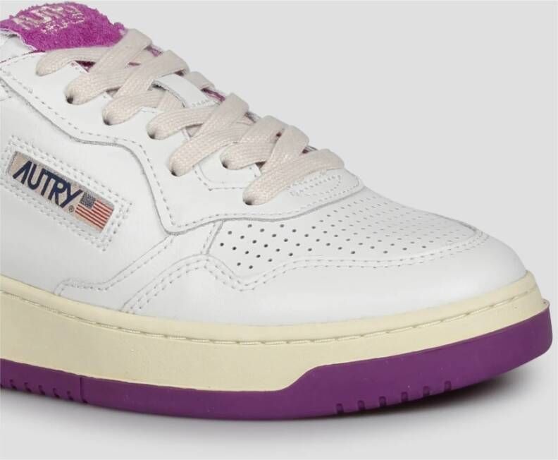 Autry Leren Lage Sneakers met Suède Details White Dames