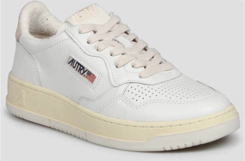 Autry Leren Lage Sneakers met Suède Details White Dames