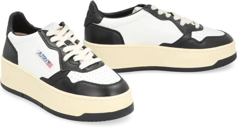 Autry Leren Platform Sneakers Dikke Zool White Dames