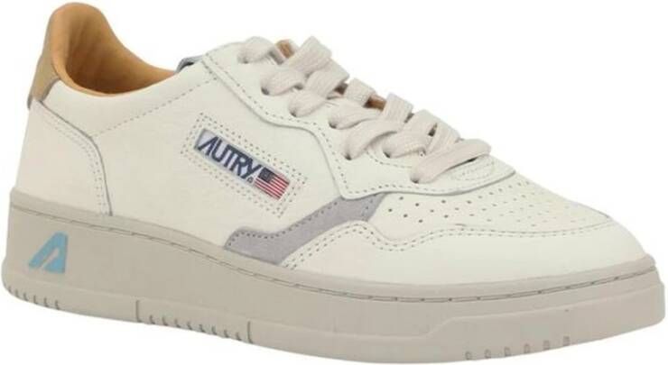 Autry Leren Sneakers met Logodetails Beige Dames