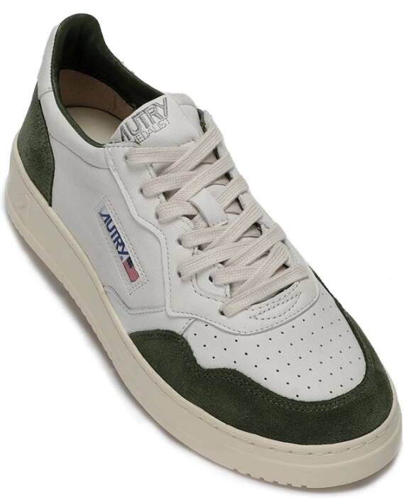 Autry Leren sneakers met suède accenten Green Heren