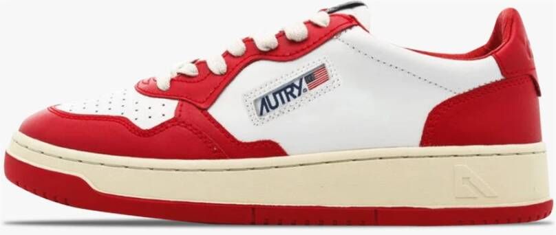 Autry Rode Leren Lage Sneakers Wit Heren