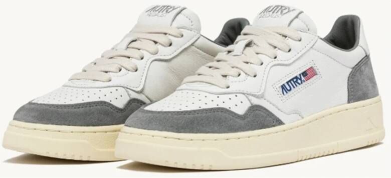 Autry Medalist Lage Leren Sneakers in Wit Grijs White Heren