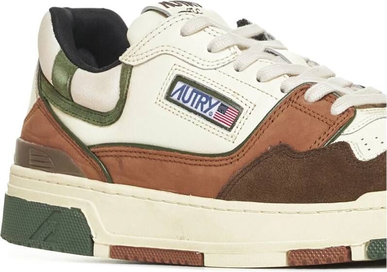 Autry Medalist Lage Sneakers in Ivoor Bruin Groen Multicolor Heren