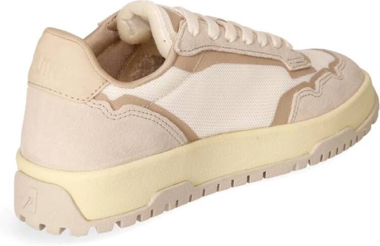 Autry Mesh en Suède Lage Sneaker Beige Dames