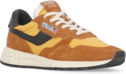 Autry Oranje Leren Sneakers Ronde Neus Orange Heren