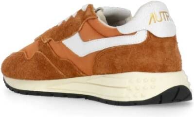 Autry Oranje Leren Sneakers Ronde Neus Orange Heren